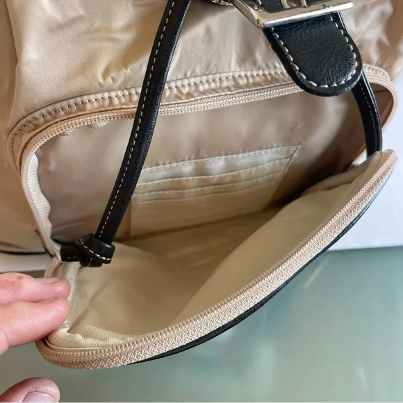 Charter Club Tan Ballistic Nylon with Leather Trim Backpack - Picture 10 of 15